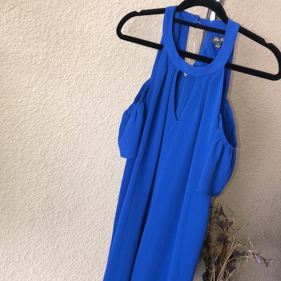 Lily Rose Royal Blue Cold Shoulder Dress - Picture 8 of 14